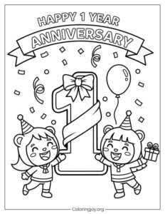 Happy 1 Year Anniversary Coloring sheet