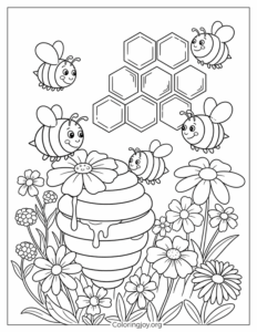 Happy Bees and Flowers