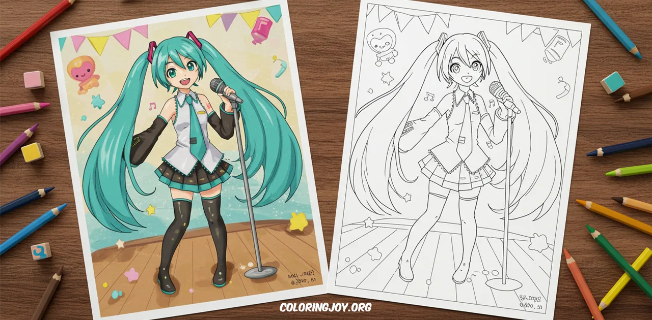Hatsune Miku Paginas para colorear: PDF para imprimir gratis
