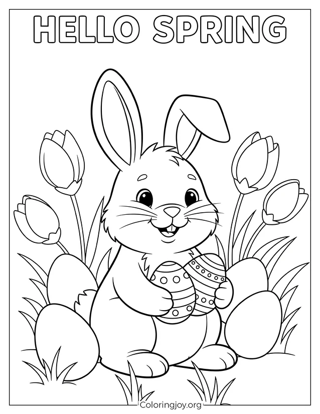 Hello Spring Bunny Template for Kids