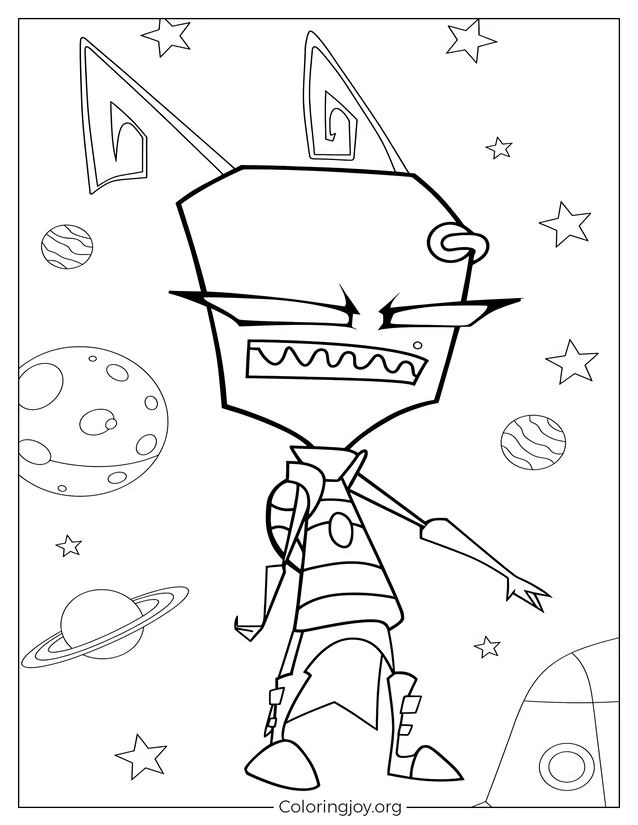 Invader Tak Standing Proud Coloring sheet