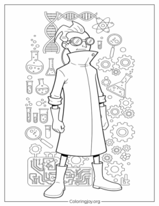 Invader Zim Professor Membrane With Goggles Coloring Sheet