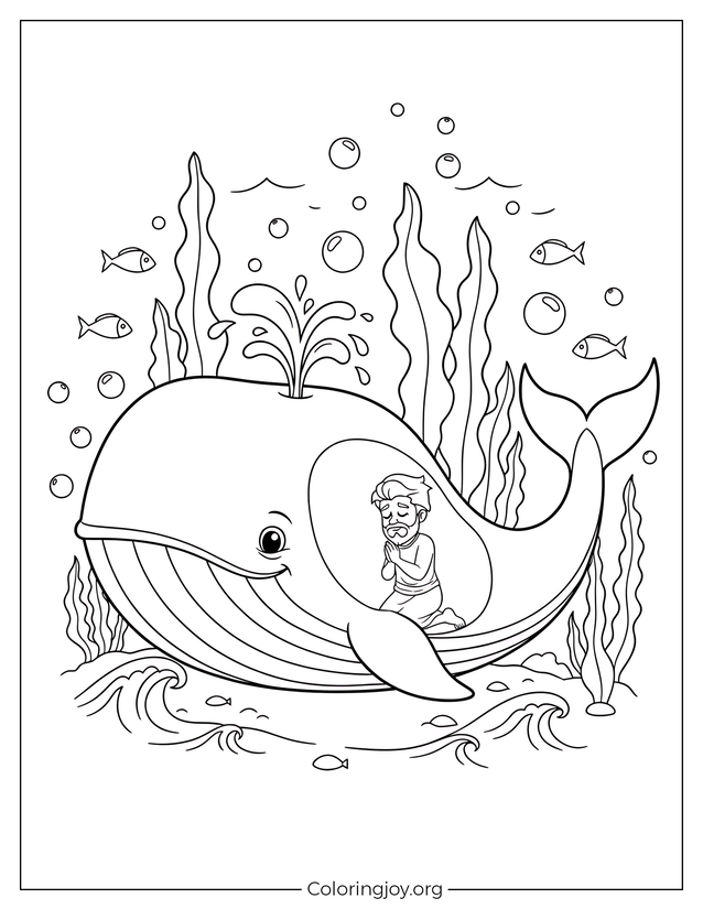 Jonah in the Whale Coloring Page