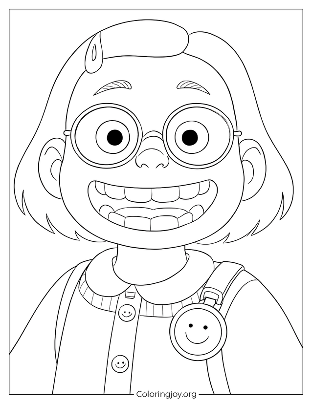 Mei-Turning Red Coloring Page – Big Smile, Glasses