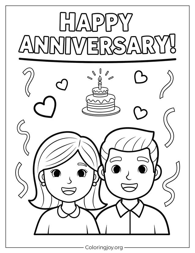 Mom and Dad’s Anniversary Coloring Page