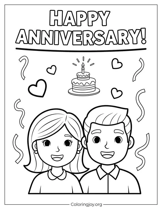 Mom and Dad’s Anniversary Coloring Page