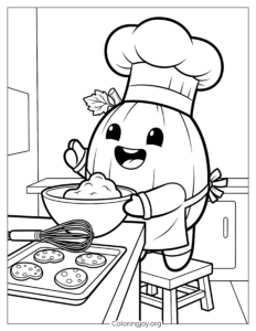 Pumpkin Chef Baking Cookies