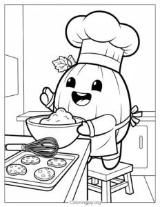Pumpkin Chef Baking Cookies