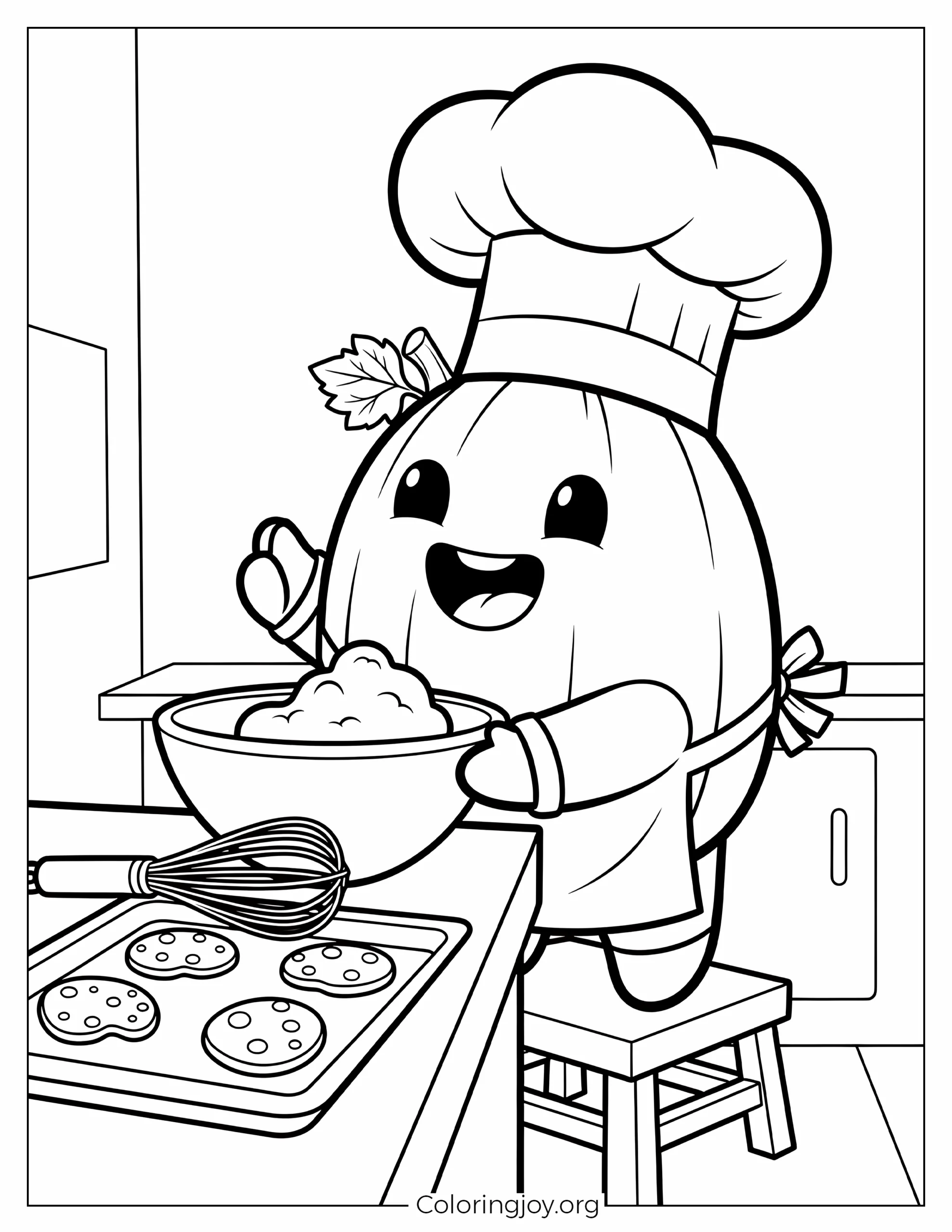 Pumpkin Chef Baking Cookies