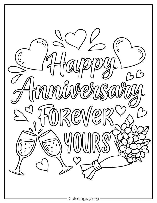 Romantic Anniversary Coloring Sheet