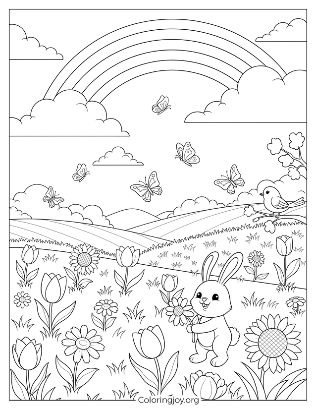 Spring Meadow Coloring Page