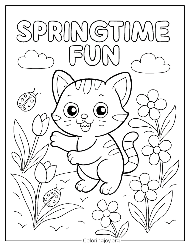 Springtime fun with Playful Kitten in Garden