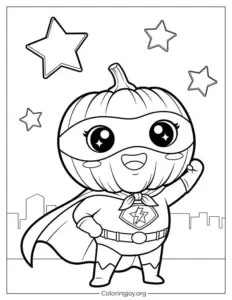 Superhero Pumpkin Coloring Page