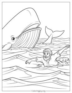 Whale About to Swallow Jonah Coloring sheet