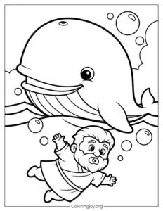 Whale and Jonah Toddler Coloring Sheet