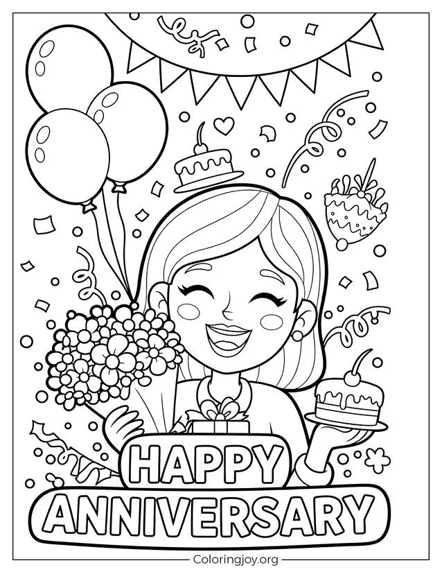 Wife’s Anniversary Celebration Coloring Sheet