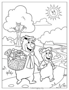 Yogi Bear Picnic Fun Coloring page