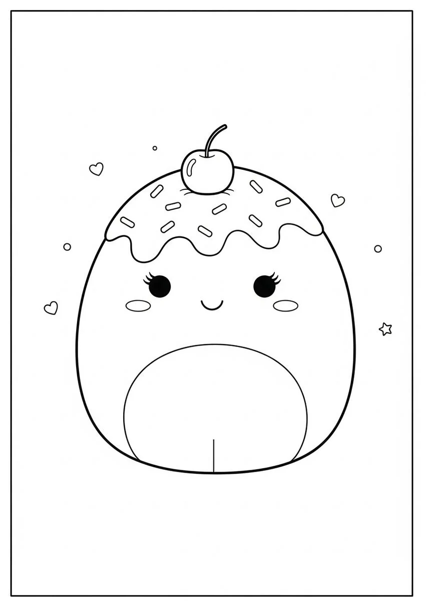 Adorable Squishmallow Ice Cream Character Coloring Page