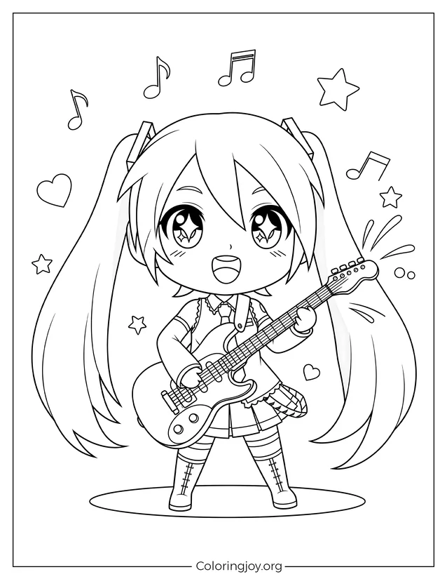 Atasco de guitarra de Chibi Miku