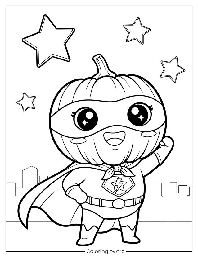 Página para colorear de calabaza de superhéroe