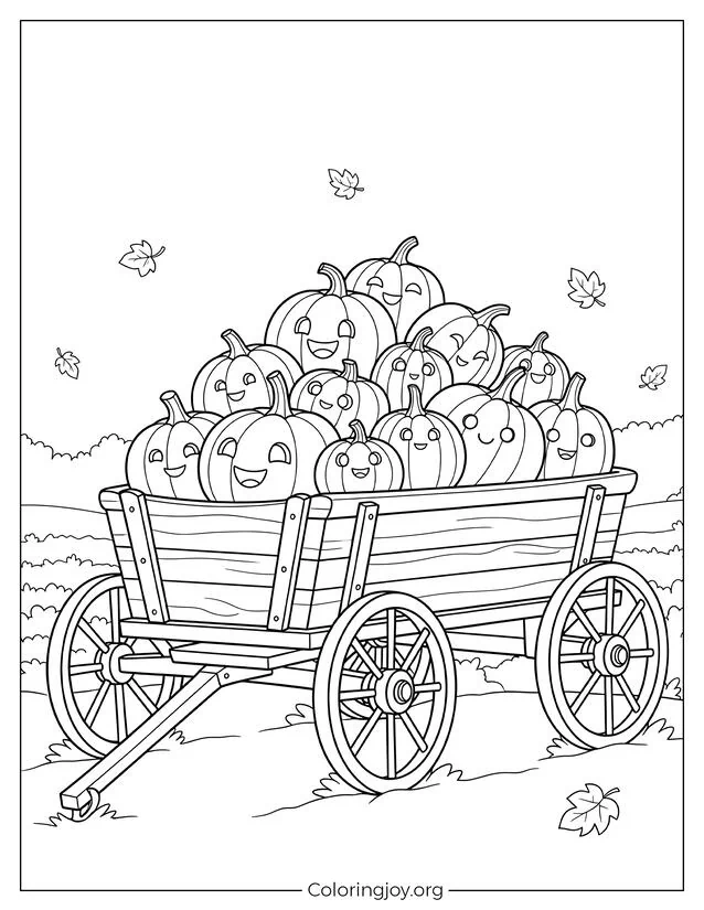 Carro de calabazas de la cosecha de otoño