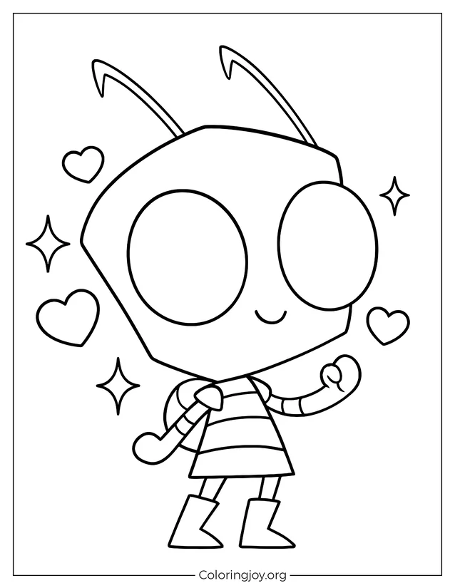 Chibi Invader Zim Linda página para colorear