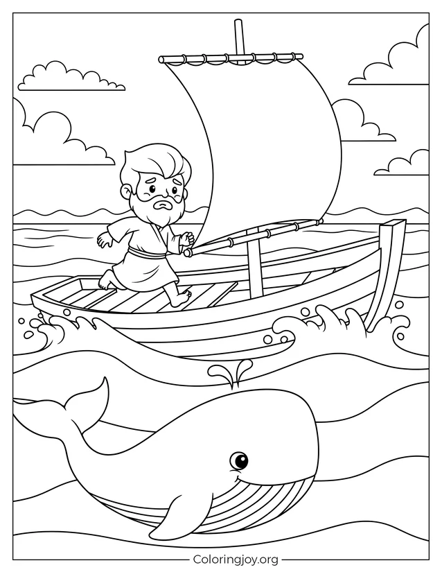 Jonás corriendo en el barco