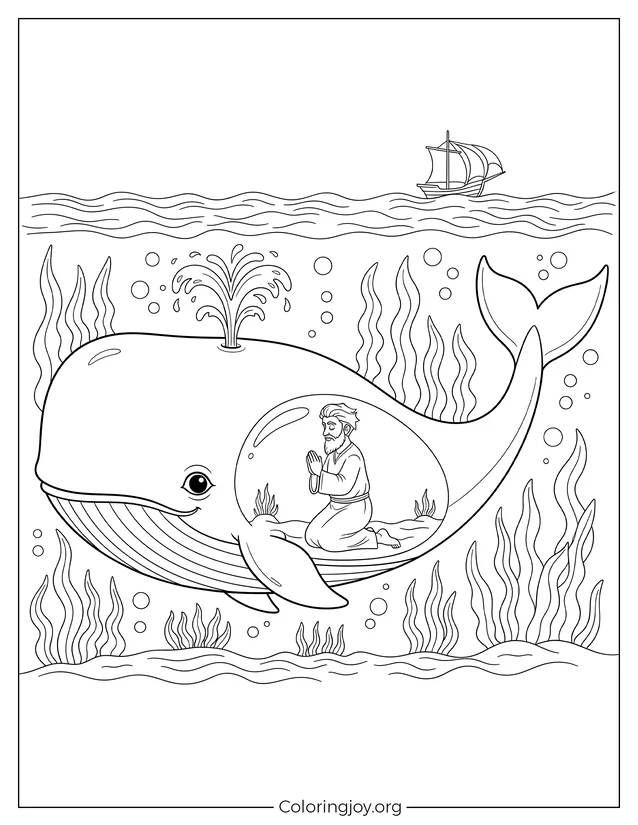 Jonás orando dentro de la ballena