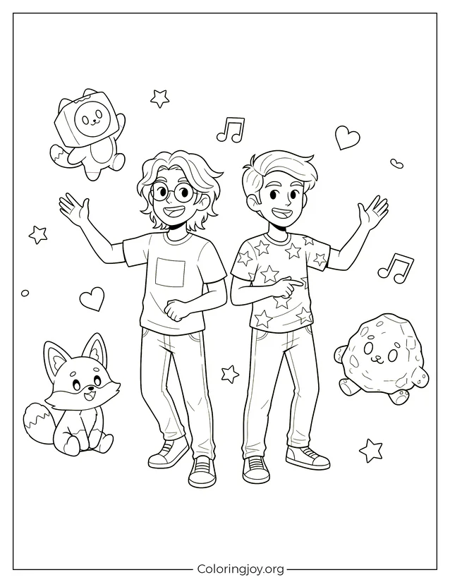 LankyBox Justin y Adam Página para colorear