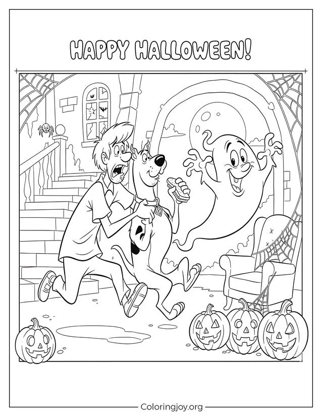 Página para colorear del fantasma de Scooby-Doo para Halloween