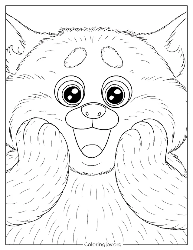 Panda emocional de Turning Red Hoja para colorear