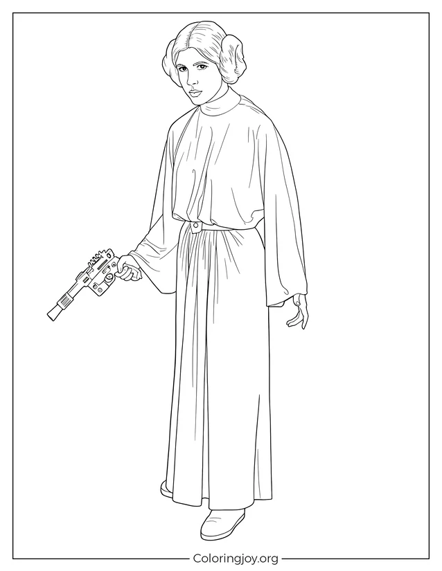 Princesa leia con una pistola en la mano