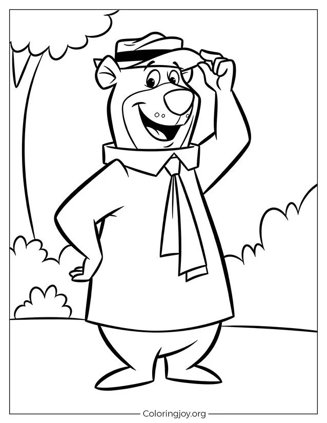 Yogi Hoja para colorear de oso