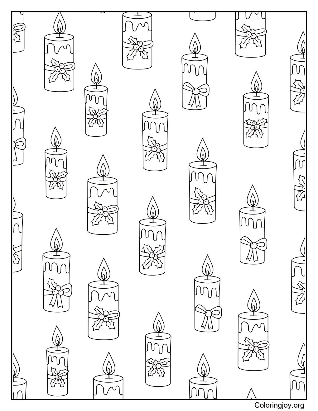 Festive Candle Pattern Coloring Page
