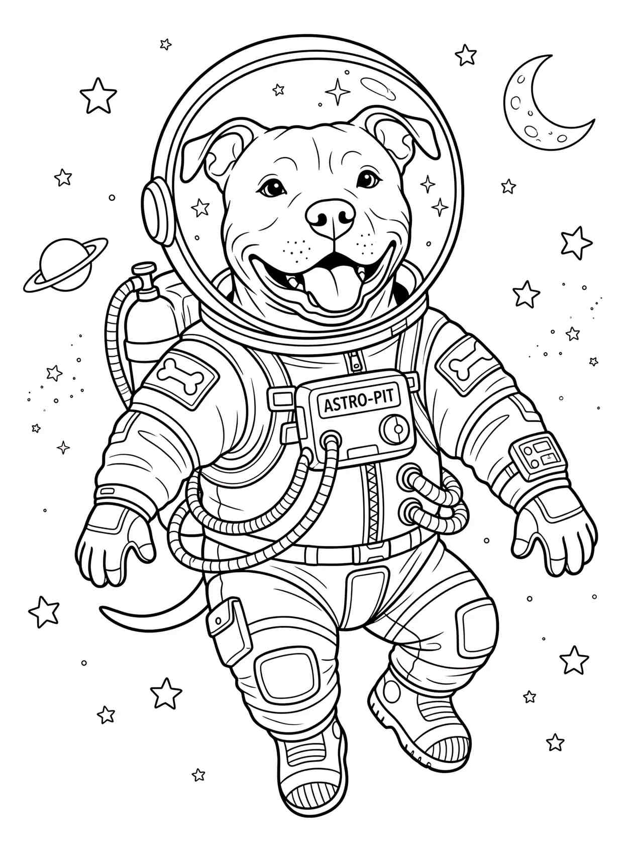 Pitbull Astronaut Dog