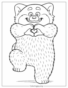 Turning red panda Hands Making Heart Shape