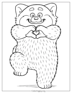 Turning red panda Hands Making Heart Shape