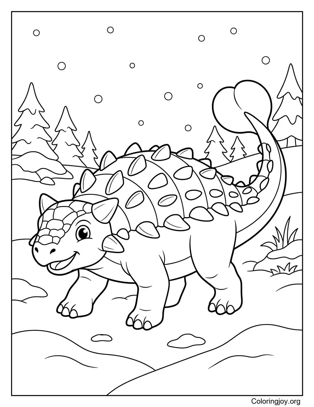 Winter Ankylosaurus Coloring Sheet