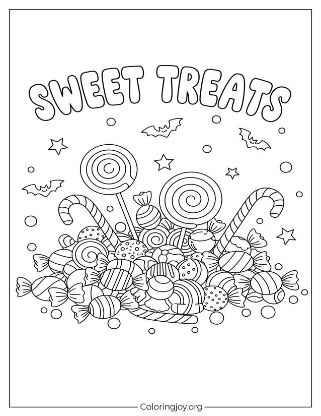 Cute Halloween Candy coloring sheet