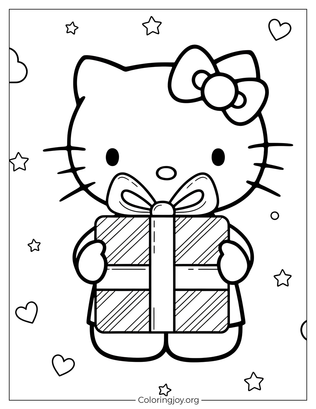 Hello Kitty Holding Wrapped Present