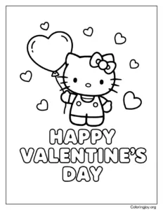 Hello kitty Valentine coloring page