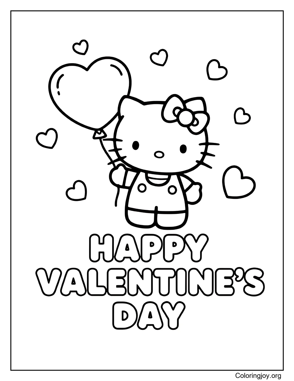 Hello kitty Valentine coloring page