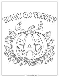 Pumpkin Trick or Treat Coloring Page
