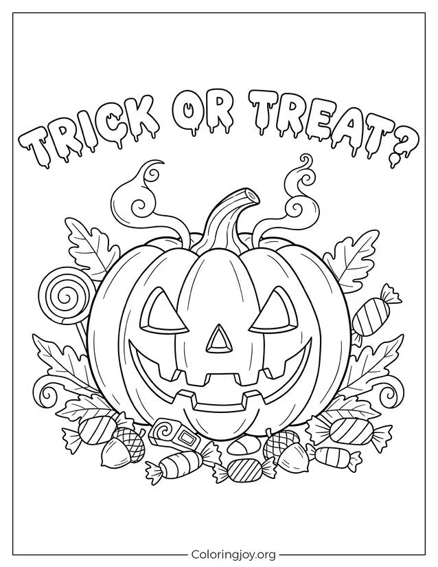Pumpkin Trick or Treat Coloring Page