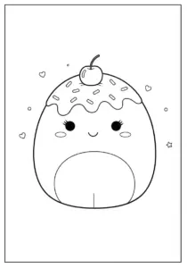 Adorable Squishmallow Ice Cream Character Coloring Page