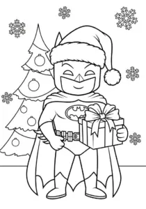 Batman Christmas Gift Coloring Page