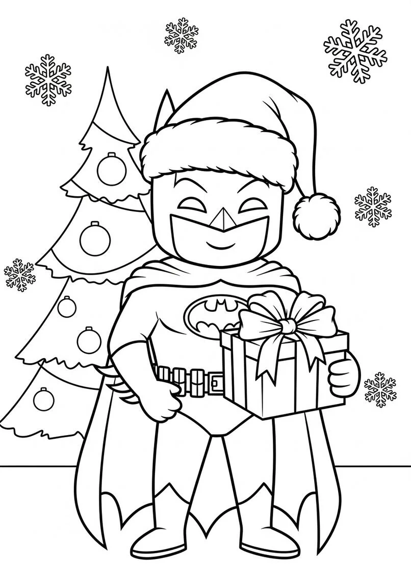 Batman Christmas Gift Coloring Page
