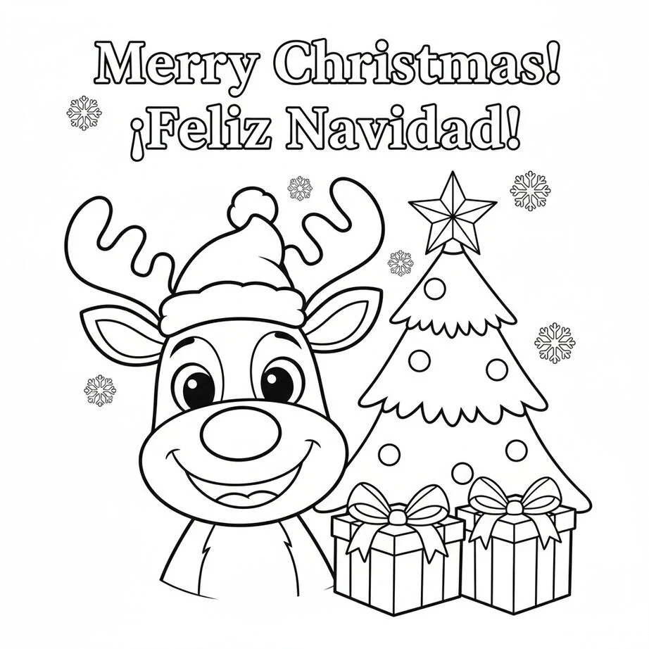 bilingual christmas coloring page
