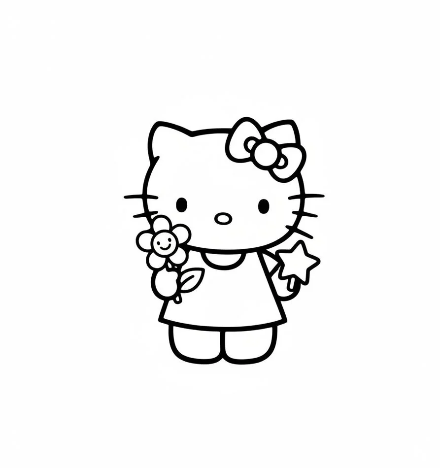Black and White Hello Kitty Coloring Page