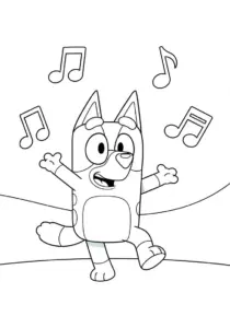 Bluey's Energetic Dance Party with Musical Notes